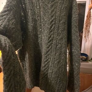 GAP Vintage Dark Green Wool Cable Knit Sweater